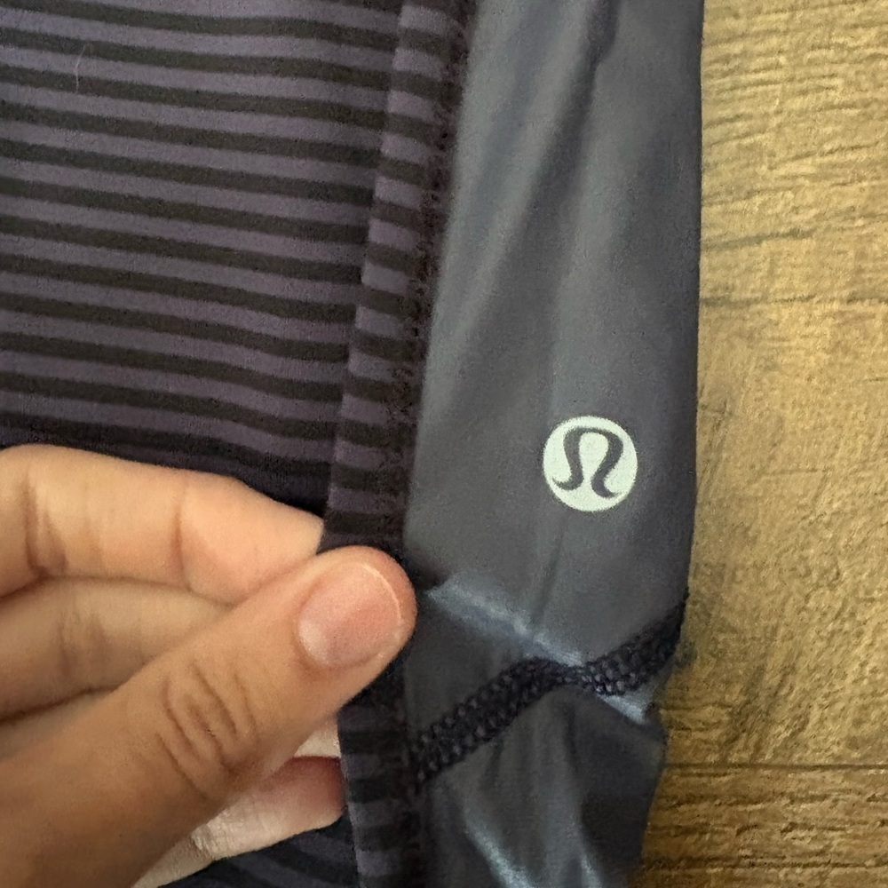 NWOT Lululemon Cut The Crop 1/8 Stripe Cadet Blue Athletic Leggings size 6 - Picture 3 of 5